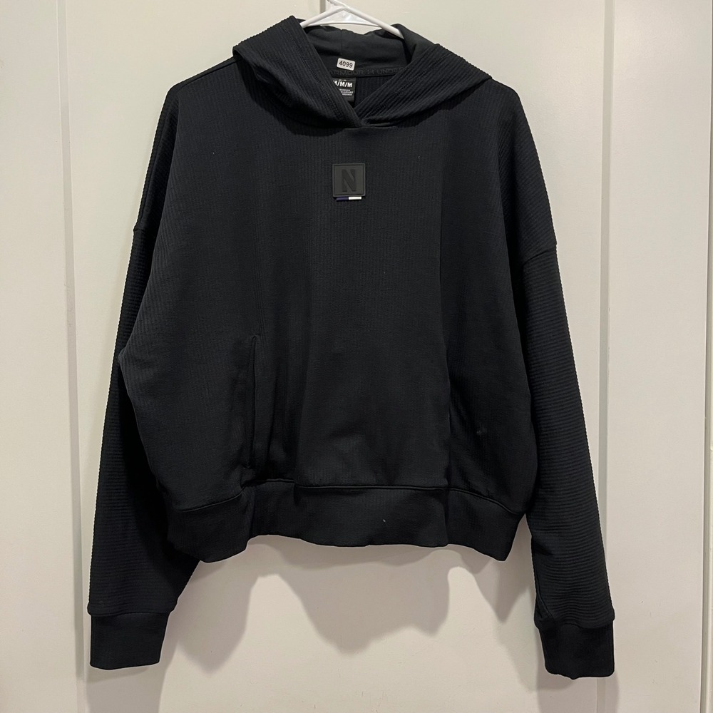 Under Armour Project Rock Black Textured Waffle Knit Hoodie Mens Medium